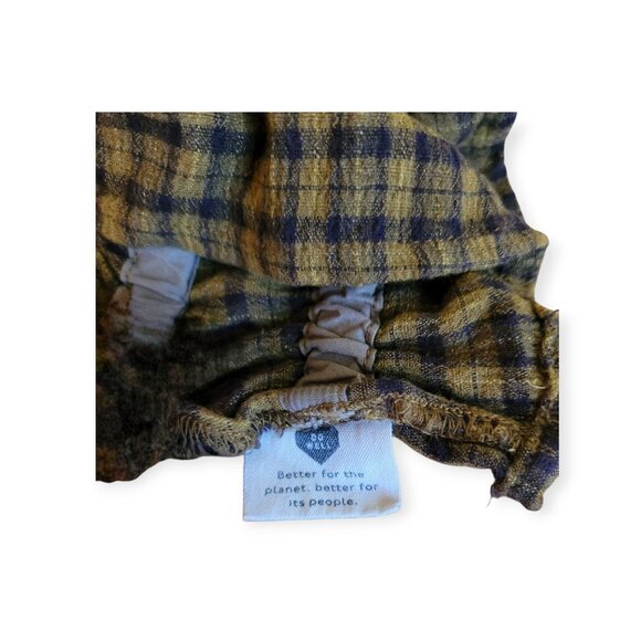 Madewell Tie-Back Cutout Puff Sleeve Top in Plaid in Spiced Olive size S EUC - Picture 13 of 16